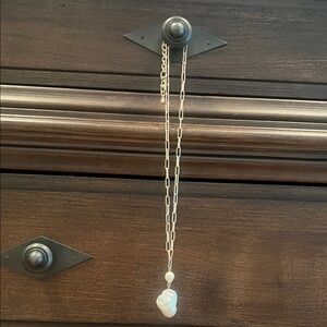 CAbi Gold and White Necklace with Classic Pearl Pendant